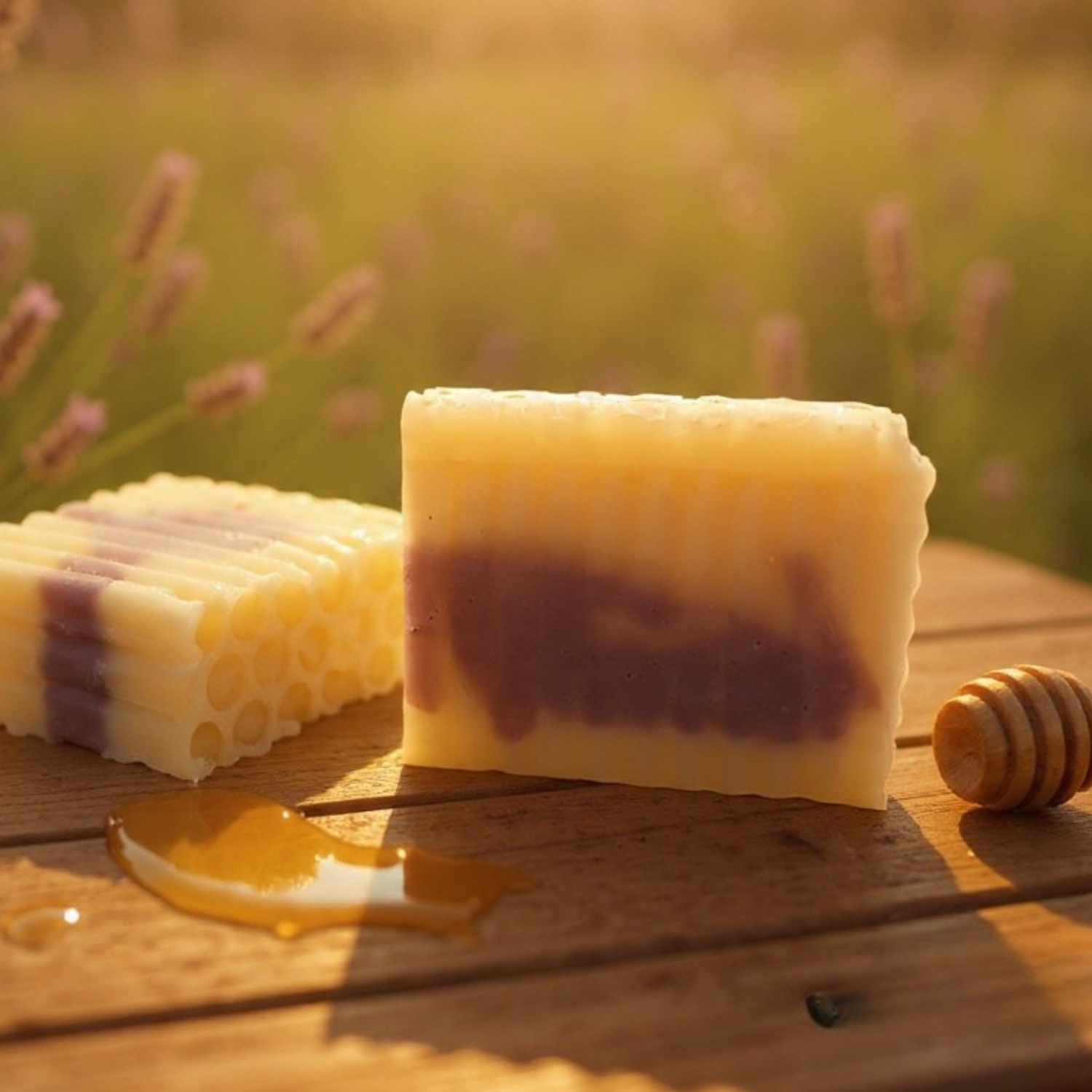 Homemade Soap on an outdoor bench in the sun