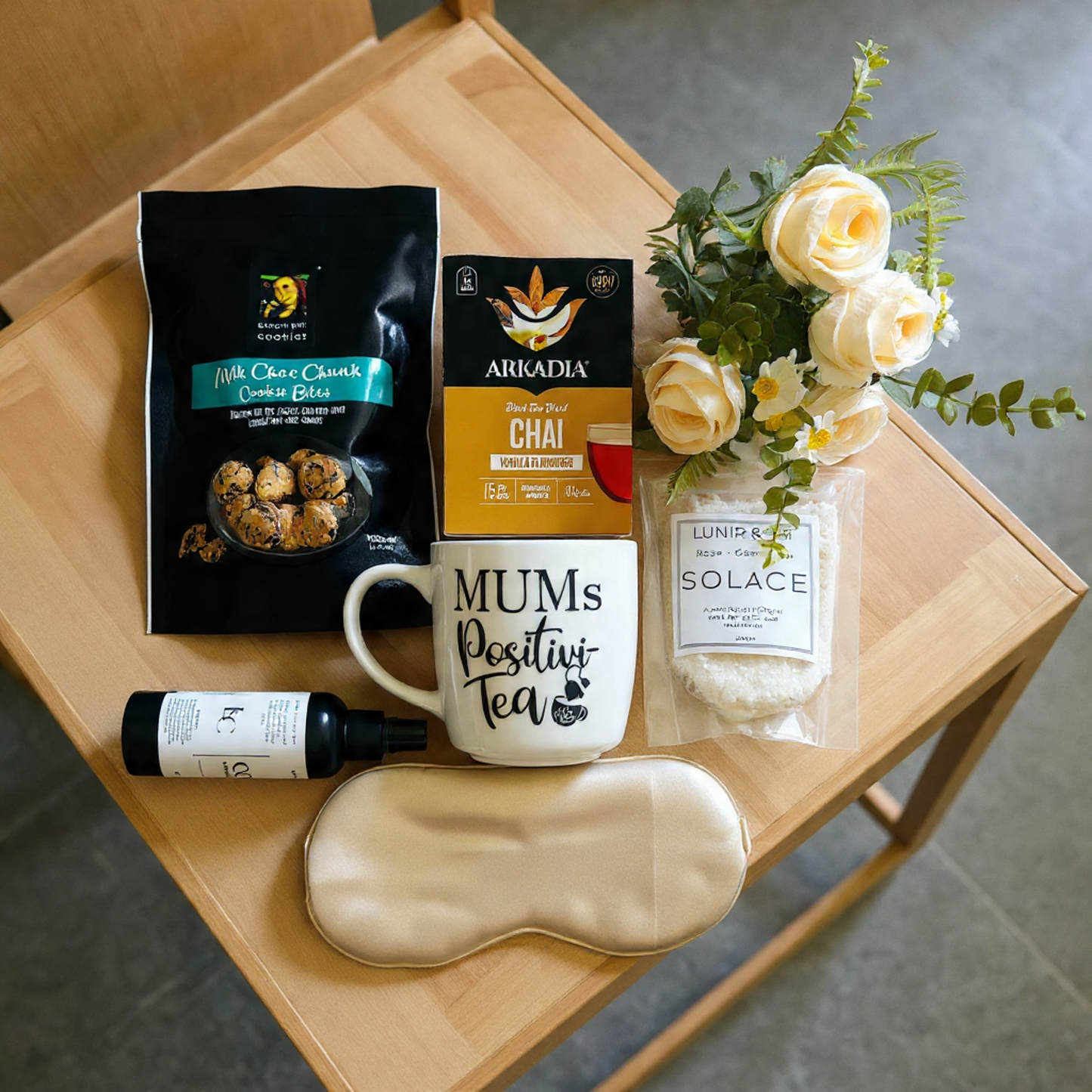 Lunir and Co Evening Ease Mother's Day gift box contents flat lay Brisbane