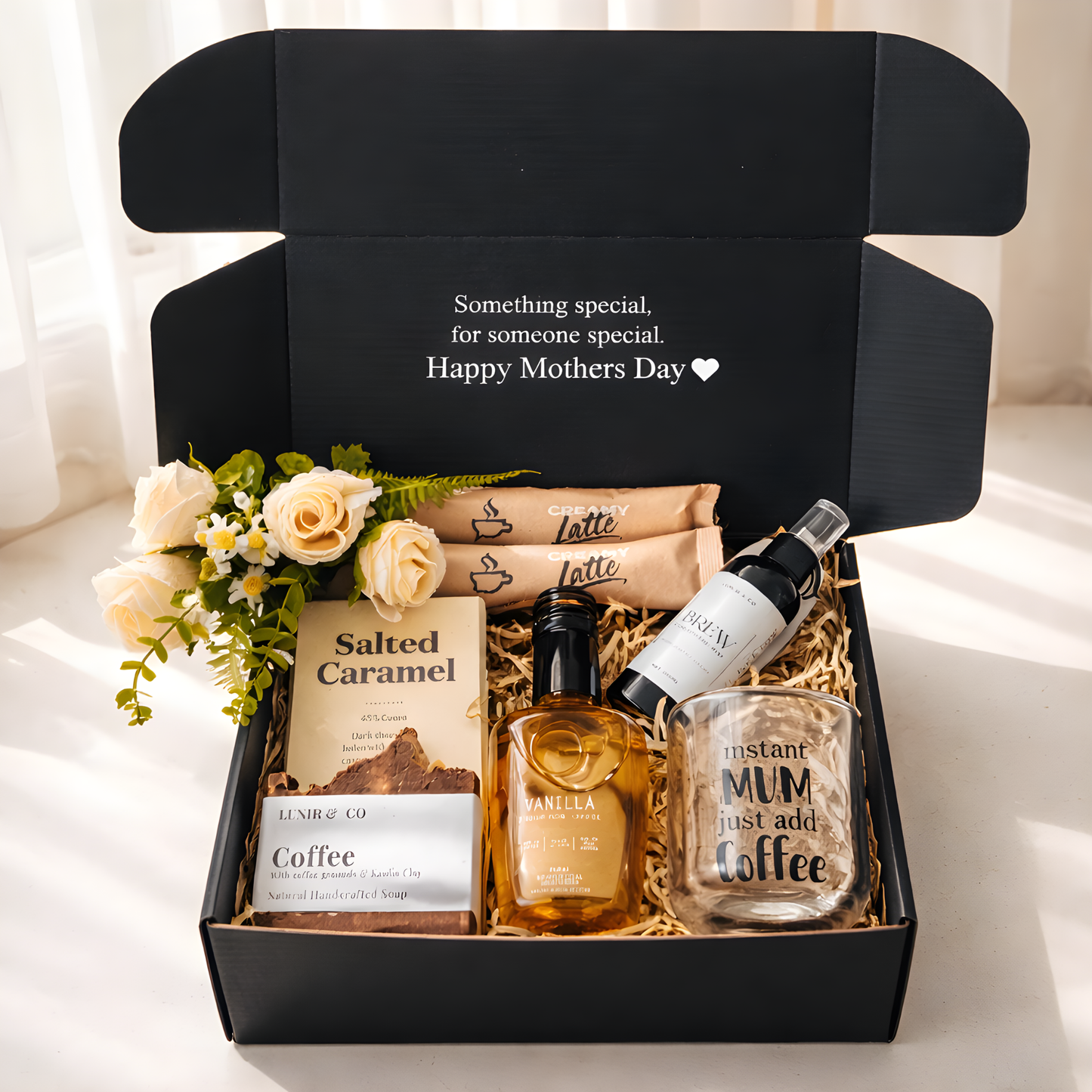 Coffee themed Mother’s Day gift box Australia with handmade soap and latte sachets
