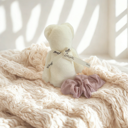 flannel bear and scrunchie